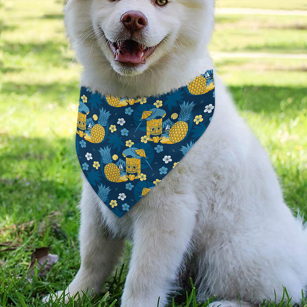 Hawaiian Tiki Pattern Print Over The Collar Dog Bandana