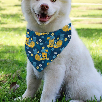 Hawaiian Tiki Pattern Print Over The Collar Dog Bandana