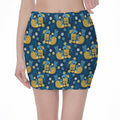 Hawaiian Tiki Pattern Print Pencil Mini Skirt