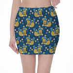 Hawaiian Tiki Pattern Print Pencil Mini Skirt