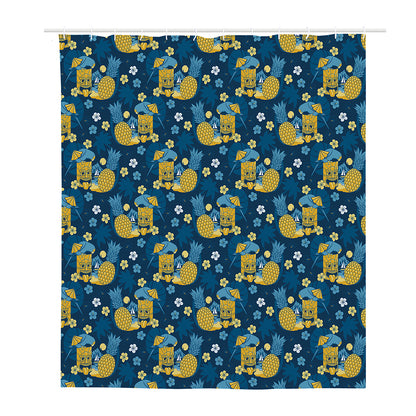 Hawaiian Tiki Pattern Print Polyester Shower Curtain