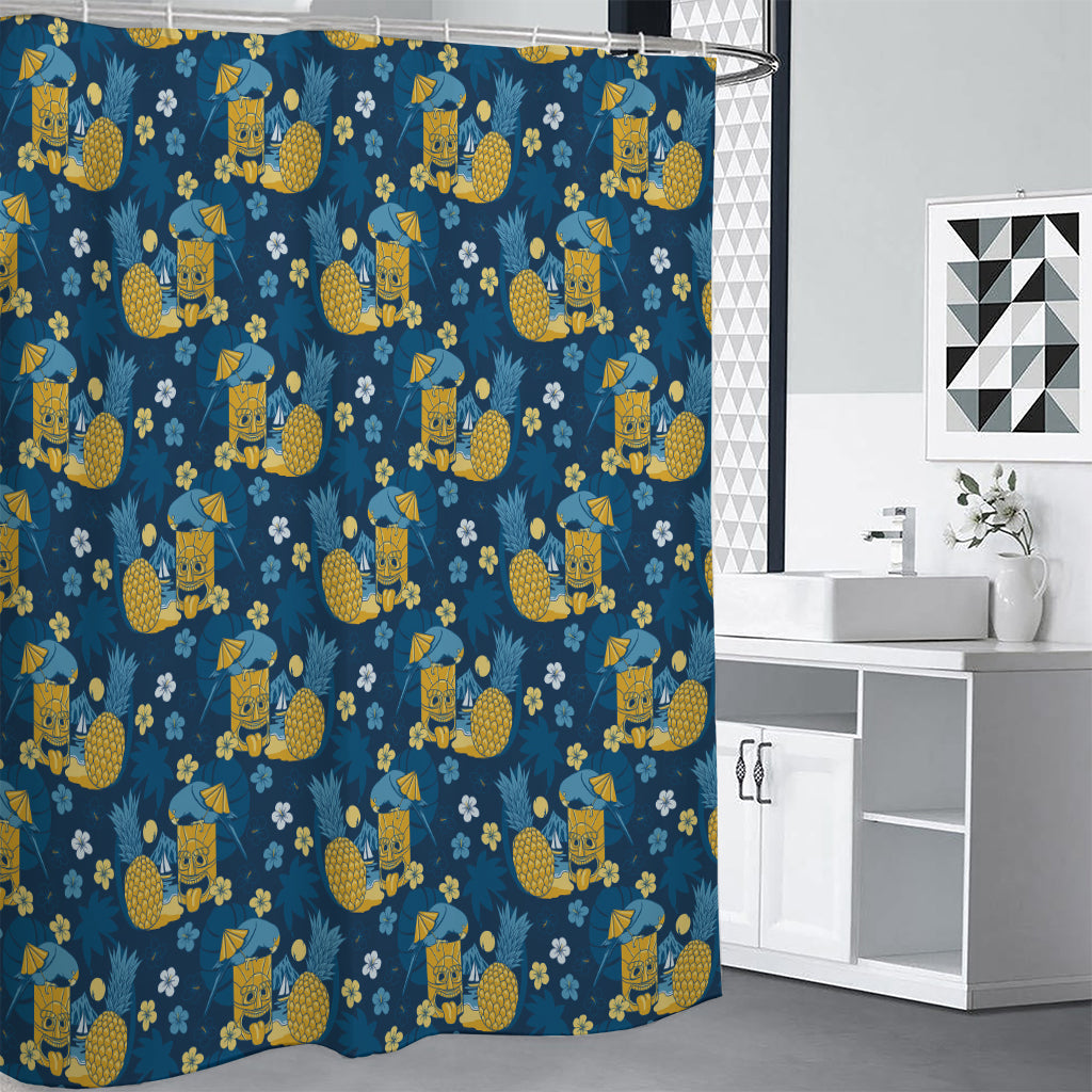 Hawaiian Tiki Pattern Print Premium Shower Curtain