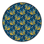 Hawaiian Tiki Pattern Print Round Floor Mat