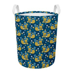 Hawaiian Tiki Pattern Print Round Laundry Basket