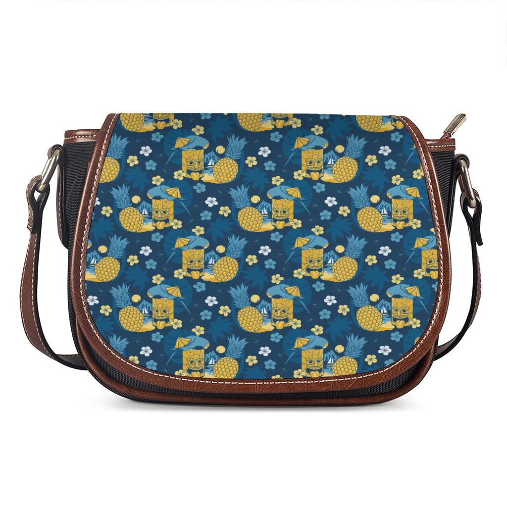 Hawaiian Tiki Pattern Print Saddle Bag