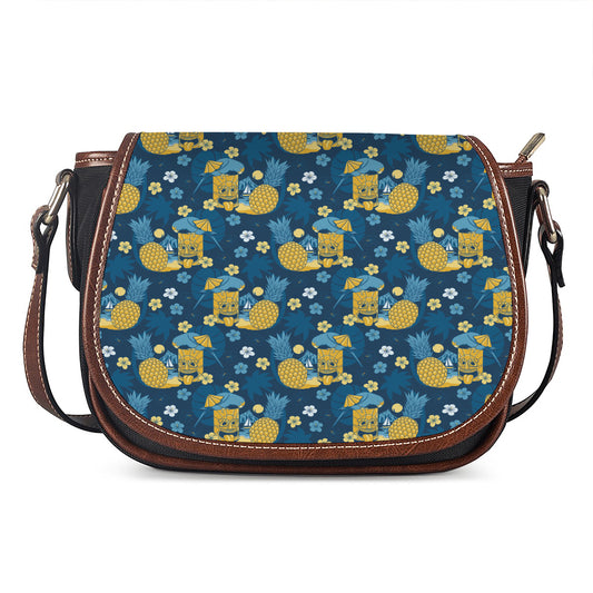 Hawaiian Tiki Pattern Print Saddle Bag