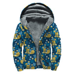 Hawaiian Tiki Pattern Print Sherpa Lined Zip Up Hoodie