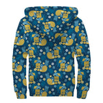 Hawaiian Tiki Pattern Print Sherpa Lined Zip Up Hoodie