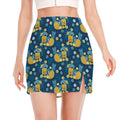 Hawaiian Tiki Pattern Print Side Slit Mini Skirt
