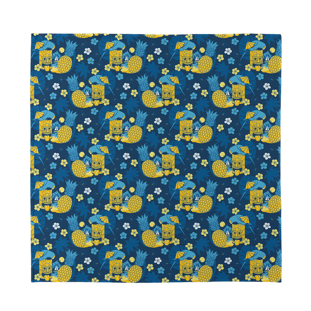 Hawaiian Tiki Pattern Print Silk Bandana