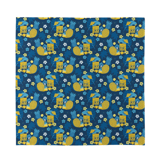 Hawaiian Tiki Pattern Print Silk Bandana