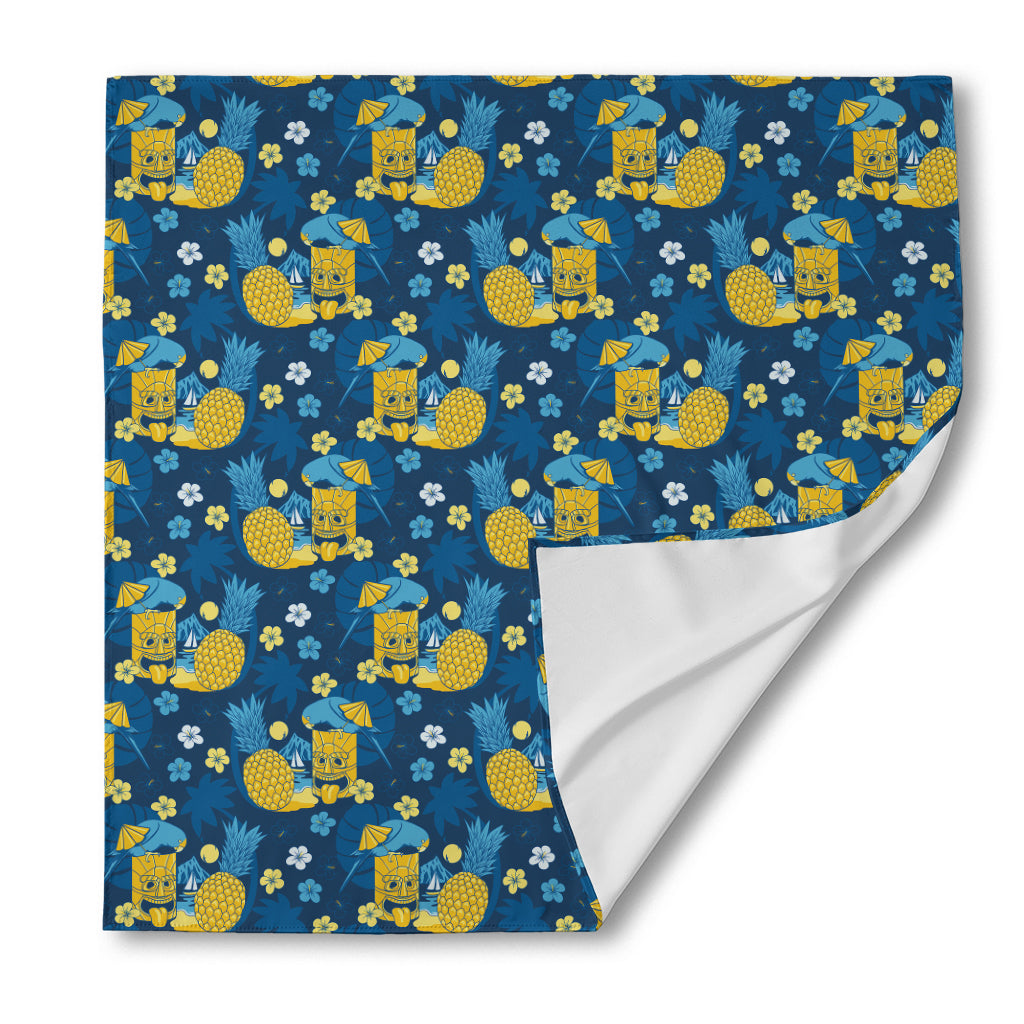 Hawaiian Tiki Pattern Print Silk Bandana