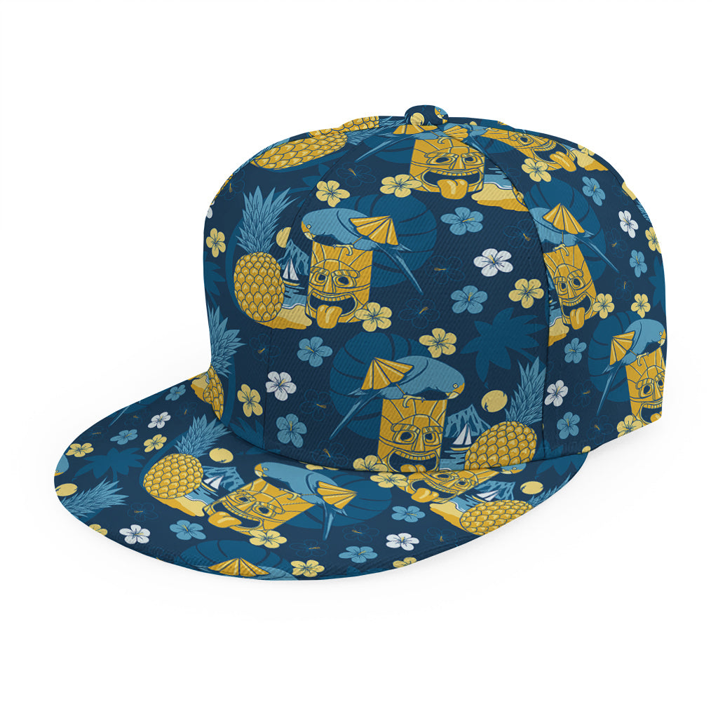Hawaiian Tiki Pattern Print Snapback Cap