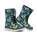 Hawaiian Tiki Pattern Print Winter Boots