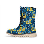 Hawaiian Tiki Pattern Print Winter Boots
