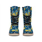Hawaiian Tiki Pattern Print Winter Boots