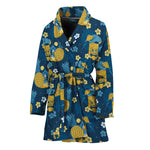 Hawaiian Tiki Pattern Print Women's Bathrobe