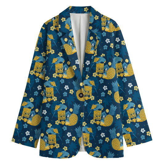 Hawaiian Tiki Pattern Print Women's Blazer