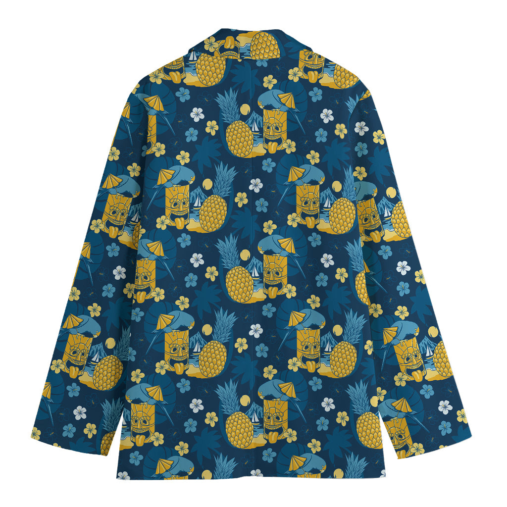 Hawaiian Tiki Pattern Print Women's Blazer