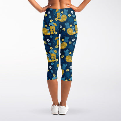 Hawaiian Tiki Pattern Print Women's Capri Leggings