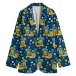 Hawaiian Tiki Pattern Print Women's Cotton Blazer