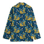 Hawaiian Tiki Pattern Print Women's Cotton Blazer