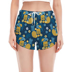 Hawaiian Tiki Pattern Print Women's Split Running Shorts