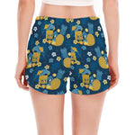 Hawaiian Tiki Pattern Print Women's Split Running Shorts