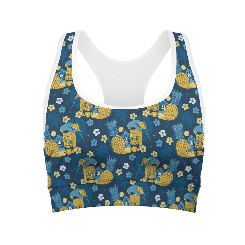 Hawaiian Tiki Pattern Print Women's Sports Bra