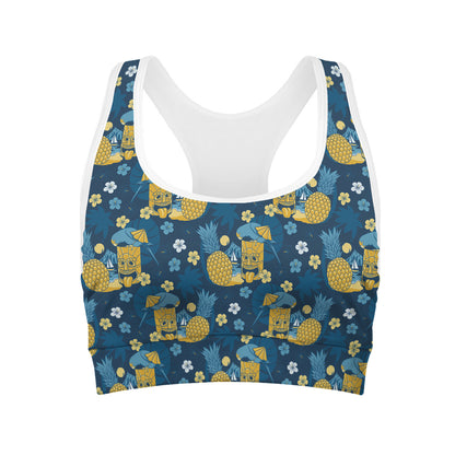 Hawaiian Tiki Pattern Print Women's Sports Bra