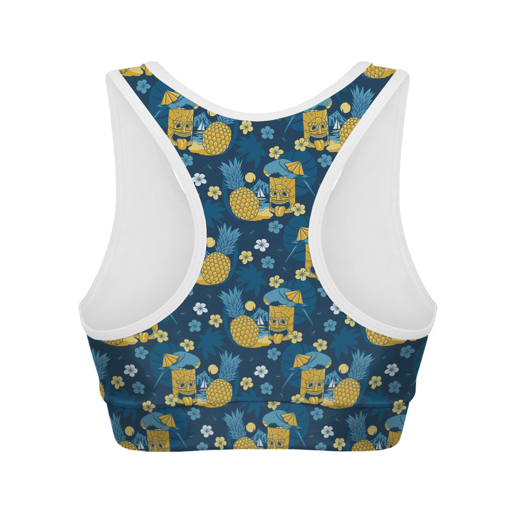 Hawaiian Tiki Pattern Print Women's Sports Bra