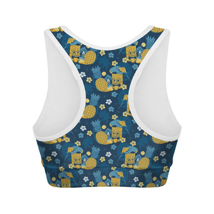 Hawaiian Tiki Pattern Print Women's Sports Bra