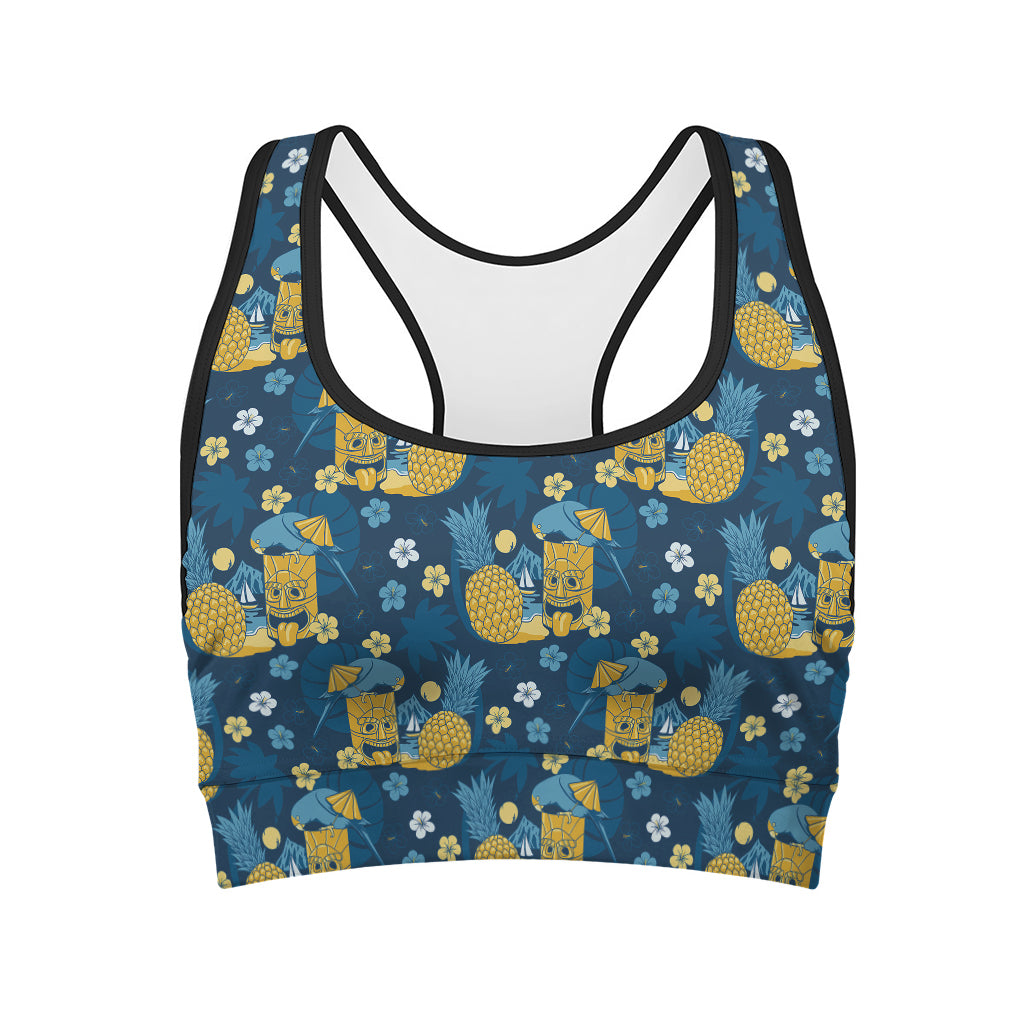 Hawaiian Tiki Pattern Print Women's Sports Bra
