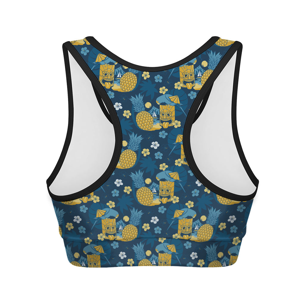 Hawaiian Tiki Pattern Print Women's Sports Bra