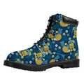 Hawaiian Tiki Pattern Print Padded Collar Lace Up Boots