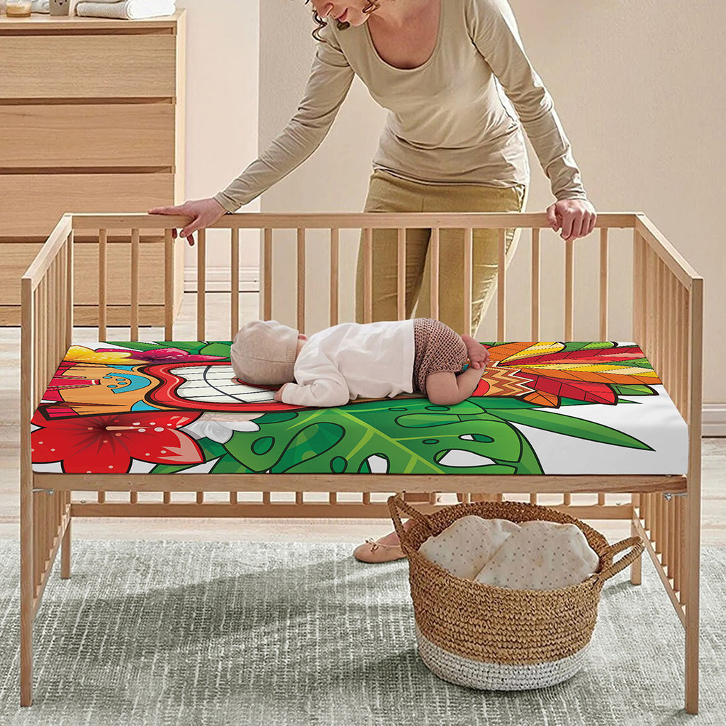 Hawaiian Tiki Print Baby Crib Sheet