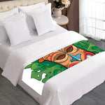 Hawaiian Tiki Print Bed Runner