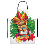 Hawaiian Tiki Print Bib Apron With Pocket