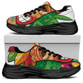Hawaiian Tiki Print Black Chunky Shoes
