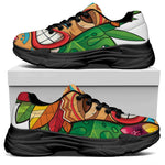 Hawaiian Tiki Print Black Chunky Shoes