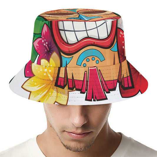 Hawaiian Tiki Print Bucket Hat