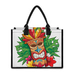 Hawaiian Tiki Print Canvas Tote Bag