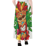 Hawaiian Tiki Print Chiffon Maxi Skirt