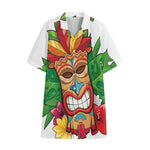 Hawaiian Tiki Print Cotton Hawaiian Shirt