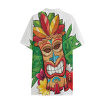 Hawaiian Tiki Print Cotton Hawaiian Shirt