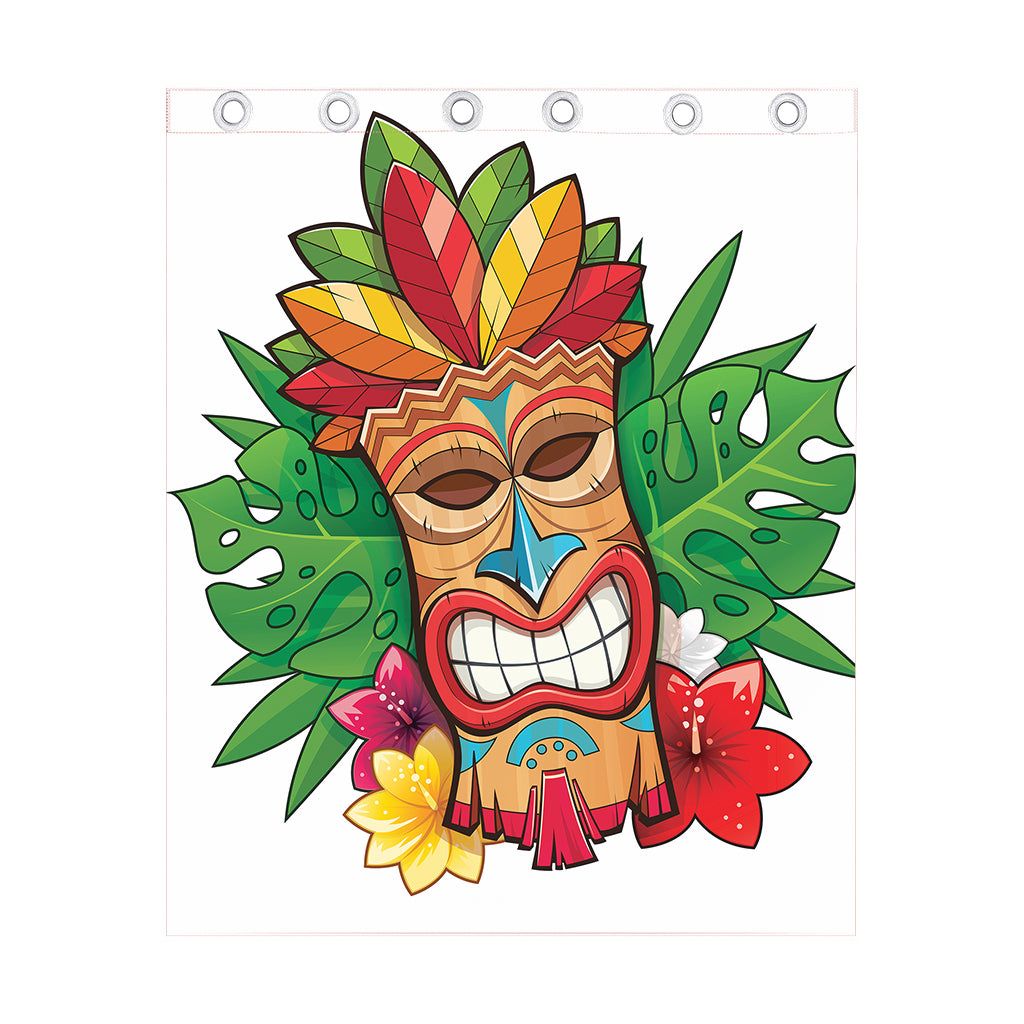 Hawaiian Tiki Print Curtain
