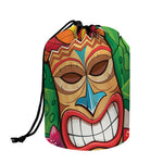 Hawaiian Tiki Print Drawstring Makeup Bag