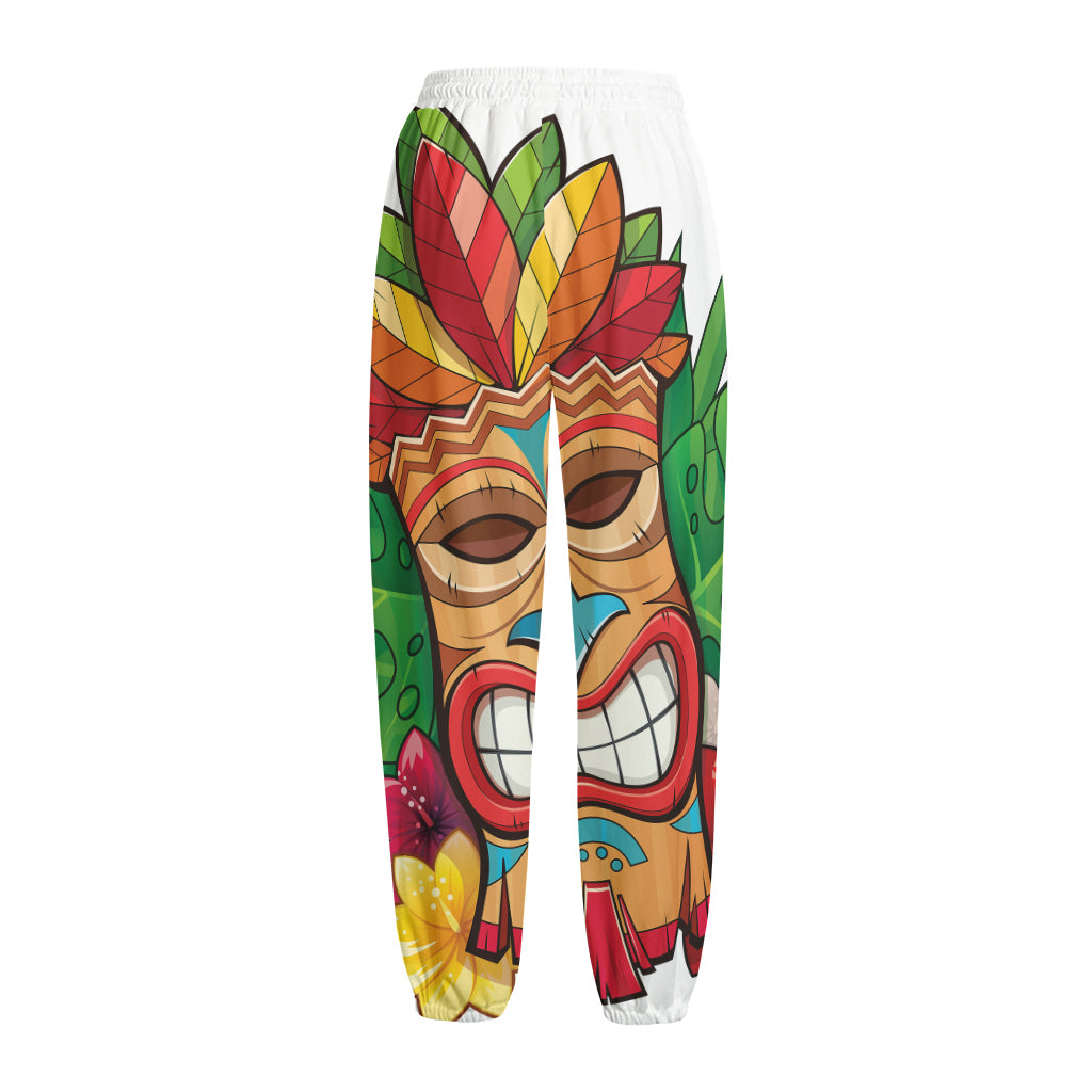 Hawaiian Tiki Print Fleece Lined Knit Pants