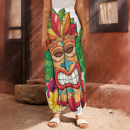 Hawaiian Tiki Print Harem Pants