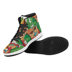 Hawaiian Tiki Print High Top Leather Sneakers